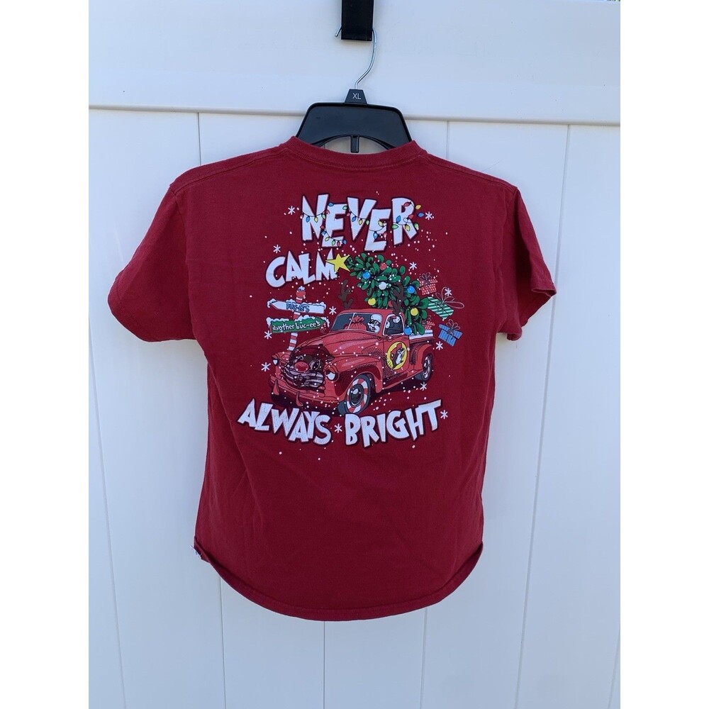 Buc-ees Bucees Christmas T-shirt Youth Large Red Holiday Short Sleeve Red